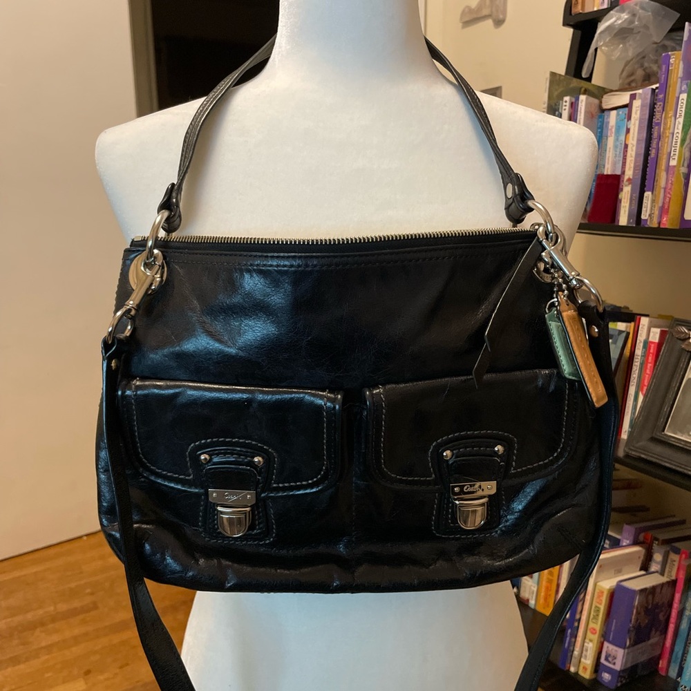 Coach limited edition black leather handbag